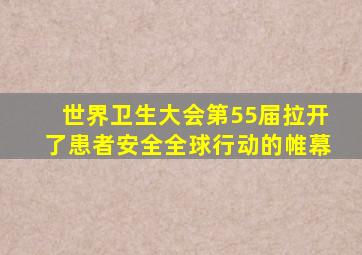 世界卫生大会第55届拉开了患者安全全球行动的帷幕