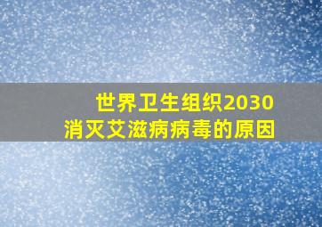 世界卫生组织2030消灭艾滋病病毒的原因