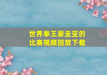 世界拳王蒙圭亚的比赛视频回放下载