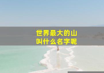 世界最大的山叫什么名字呢