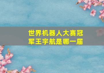 世界机器人大赛冠军王宇航是哪一届