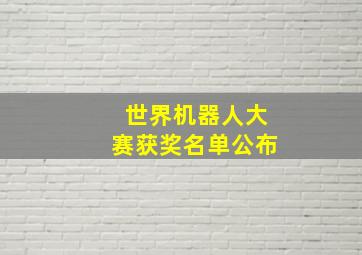 世界机器人大赛获奖名单公布