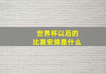 世界杯以后的比赛安排是什么