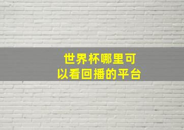 世界杯哪里可以看回播的平台