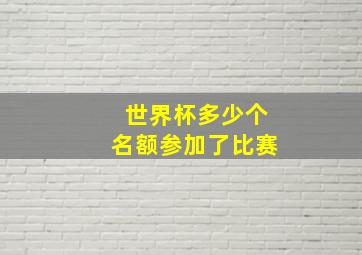 世界杯多少个名额参加了比赛