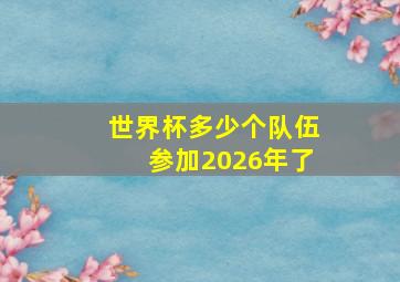 世界杯多少个队伍参加2026年了