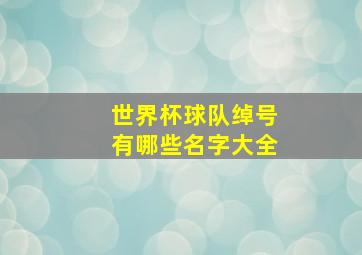 世界杯球队绰号有哪些名字大全