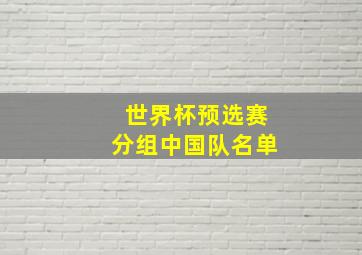 世界杯预选赛分组中国队名单