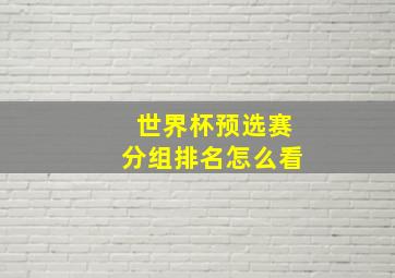 世界杯预选赛分组排名怎么看