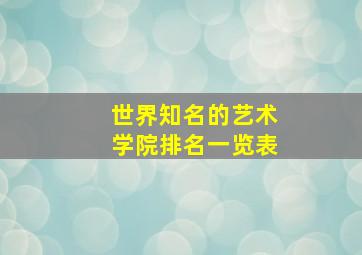 世界知名的艺术学院排名一览表