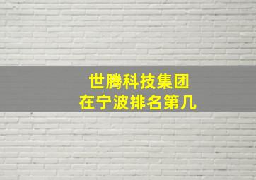 世腾科技集团在宁波排名第几