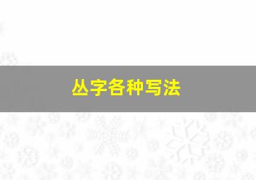 丛字各种写法