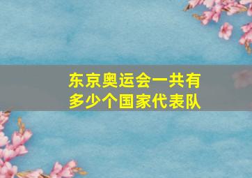 东京奥运会一共有多少个国家代表队