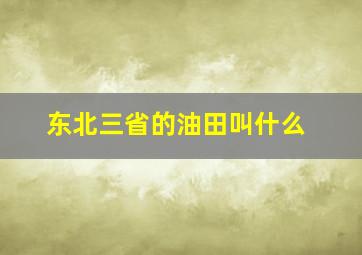 东北三省的油田叫什么