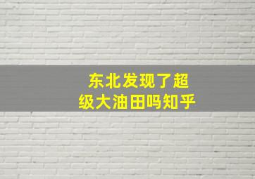 东北发现了超级大油田吗知乎