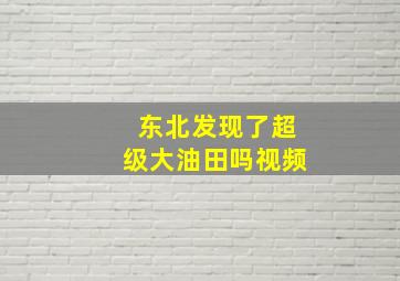 东北发现了超级大油田吗视频