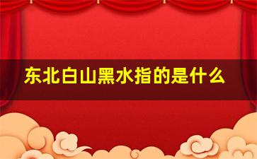 东北白山黑水指的是什么