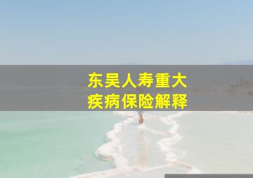 东吴人寿重大疾病保险解释