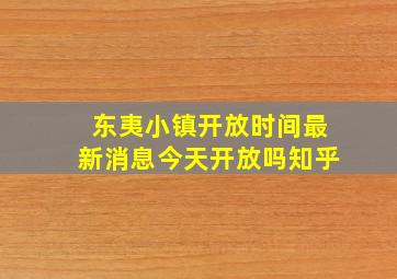 东夷小镇开放时间最新消息今天开放吗知乎