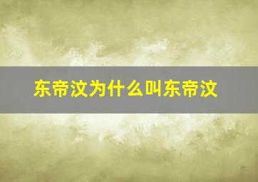 东帝汶为什么叫东帝汶