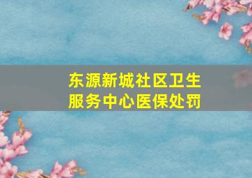 东源新城社区卫生服务中心医保处罚