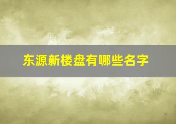 东源新楼盘有哪些名字