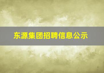 东源集团招聘信息公示