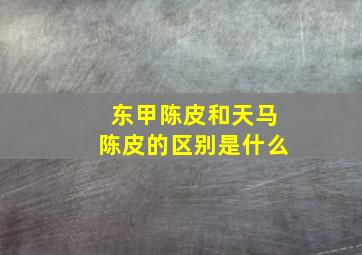 东甲陈皮和天马陈皮的区别是什么