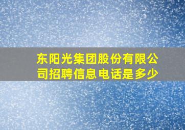 东阳光集团股份有限公司招聘信息电话是多少