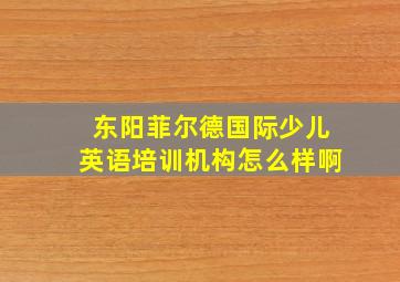 东阳菲尔德国际少儿英语培训机构怎么样啊