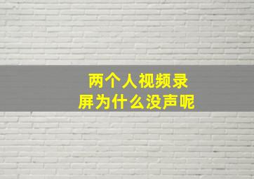 两个人视频录屏为什么没声呢