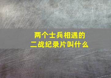 两个士兵相遇的二战纪录片叫什么