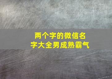 两个字的微信名字大全男成熟霸气