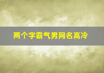 两个字霸气男网名高冷