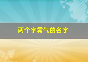 两个字霸气的名字