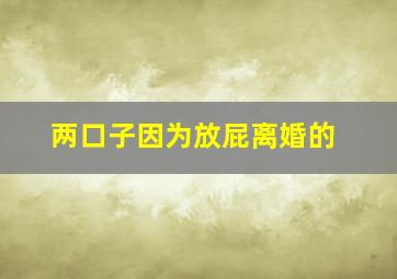 两口子因为放屁离婚的