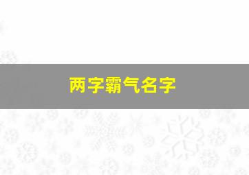 两字霸气名字