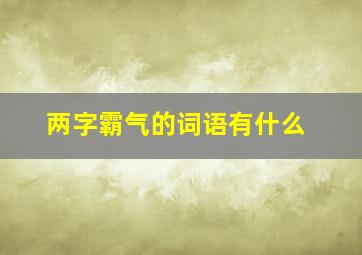 两字霸气的词语有什么