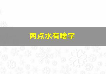 两点水有啥字