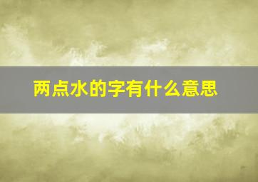 两点水的字有什么意思