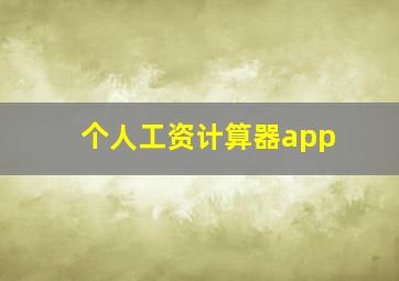 个人工资计算器app