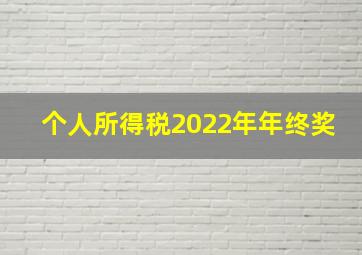 个人所得税2022年年终奖