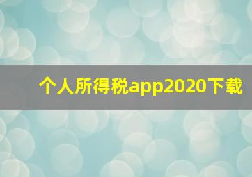 个人所得税app2020下载