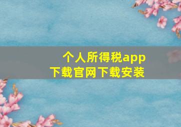 个人所得税app下载官网下载安装