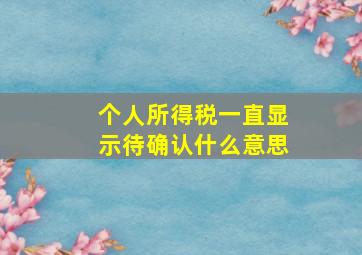 个人所得税一直显示待确认什么意思