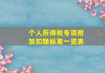 个人所得税专项附加扣除标准一览表