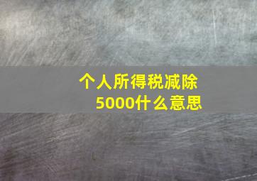 个人所得税减除5000什么意思