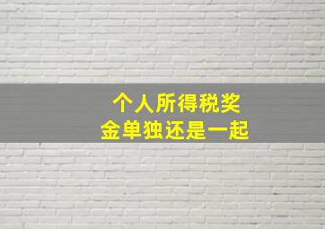 个人所得税奖金单独还是一起