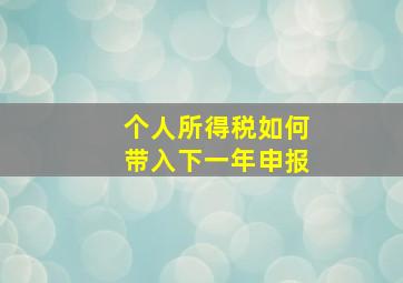 个人所得税如何带入下一年申报