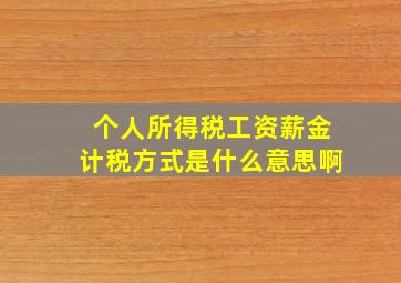 个人所得税工资薪金计税方式是什么意思啊